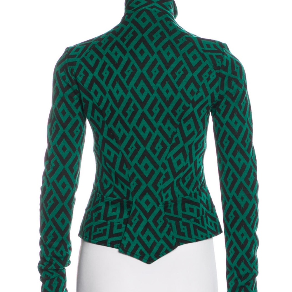 Diane Von Furstenberg Green and Black Geometric wool Jacket GUC - Picture 5 of 5